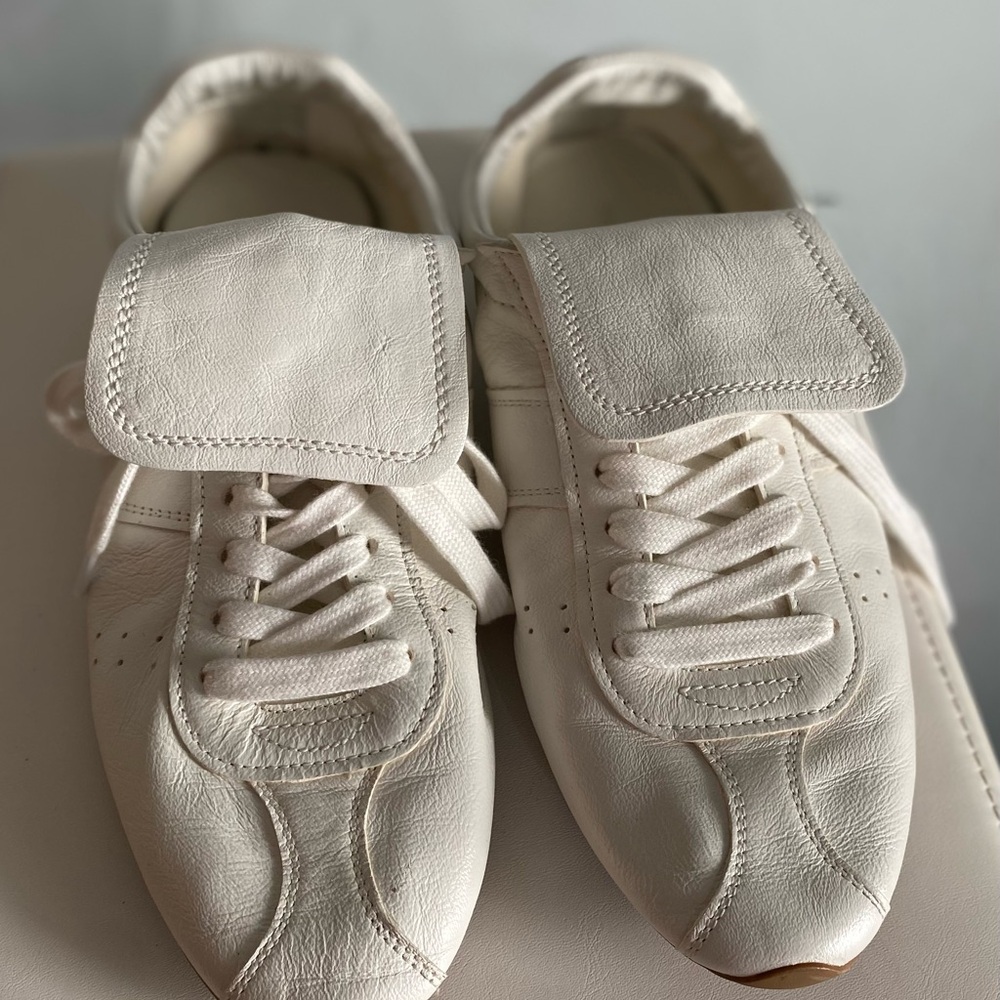 Massimo Dutti Cream Lace-Up Athletic Shoes